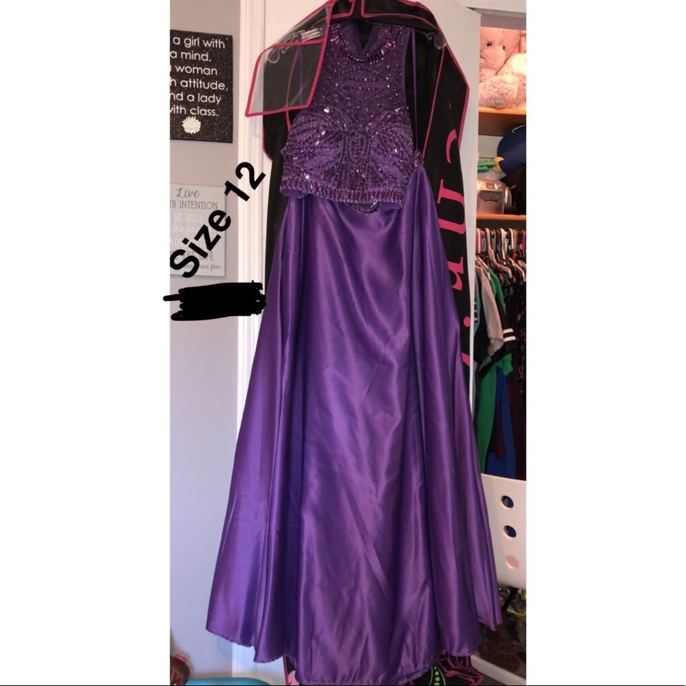 Purple Two Piece Prom Dress